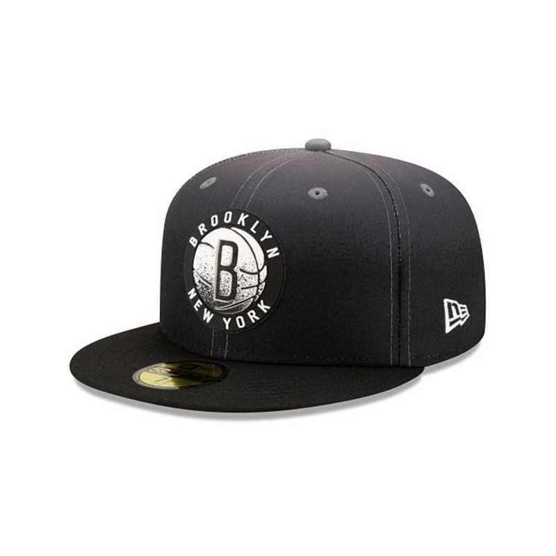 NBA Brooklyn Nets Back Half 59Fifty Fitted (QGU7168) - Black New Era Caps